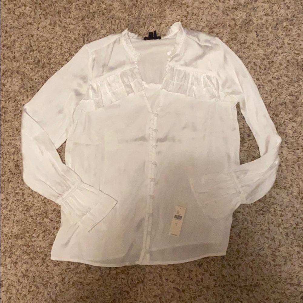 Paige ruffled button up